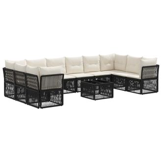 vidaXL Conjunto De Sof&aacute;s De Jard&iacute;n 11 Pcs Negro Rat&aacute;n Sint&eacute;tico Vidaxl
