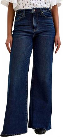 Judy Blue High Waist Retro Wide Jeans With Adjustable Tabs Raw Hem In Dark Wash