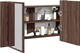 vidaXL Armario Espejo De Ba&ntilde;o Led Acr&iacute;lico Marr&oacute;n Roble 80x12x45 Cm Vidaxl