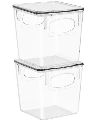 Sorbus Pack Of 2 Small Plastic Storage Bins With Lids