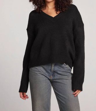 Chaser Ginger Licorice V-Neck Sweater In Black