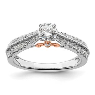 Diamond2Deal 10k Two-tone Lab Grown Diamond Engagement Ring 3/4Ct Clarity- VS Color- G-H