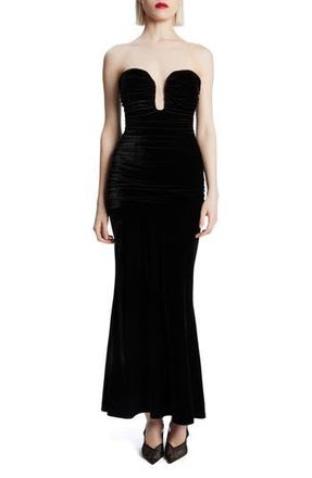 Bardot Elvira Velvet Strapless Gown in Black at Nordstrom Rack, Size Medium