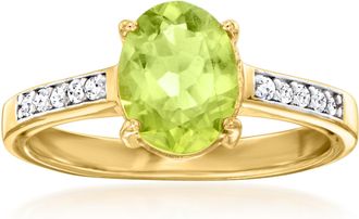 Ross-Simons Peridot Ring With. Lab-Grown Diamonds in 18kt Gold Over Sterling