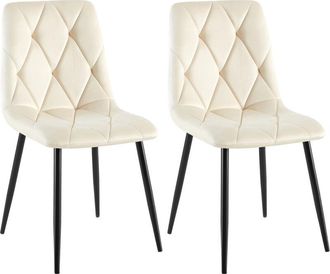 Clp Juego De 2 Sillas De Comedor Clairton Crema Terciopelo