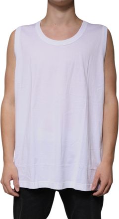 Dolce & Gabbana Mens White Cotton Sleeveless Round Neck Tank T-Shirt