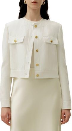 LilySilk Mara Jacket in Silk Linen in Natural White at Nordstrom, Size X-Small