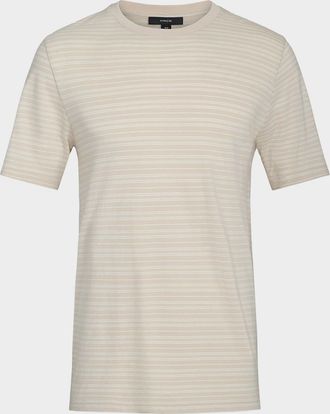 Vince Mens Cotton Thin Stripe Crewneck T-Shirt