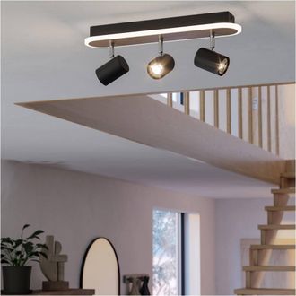 Loops Stylish Black & Brown Triple Ceiling Spotlight for Indoor Space
