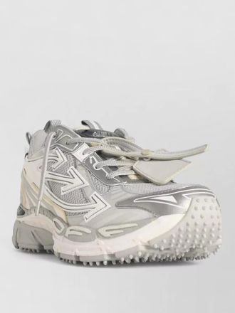 Off-white mesh panel sneakers pull tab reflective