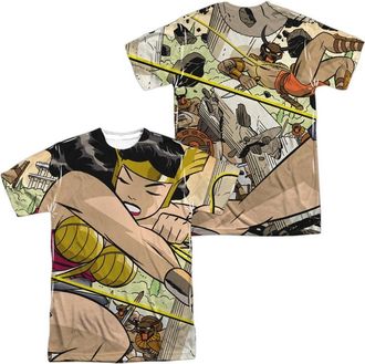 Gildan Justice League of America Minotaur Battle (Front/Back Print) Short Sleeve Adult Poly Crew Tee / T-Shirt