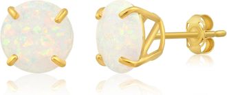 MAX + STONE 14k Yellow Gold 9mm Round Cut Gemstone Stud Earrings