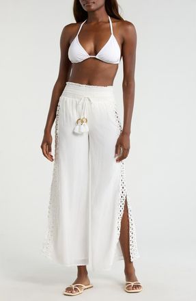 Elan Wide Leg Cover-Up Pants in White at Nordstrom, Size X-Small
