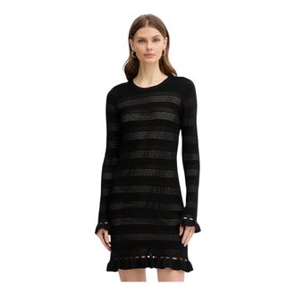 Twinset Vestido Corto de Punto con Volantes - Dresses - Mujer - Negro - XS