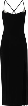 MUGLER metallic-details midi dress - women - Elastane/Viscose - 38 - Black
