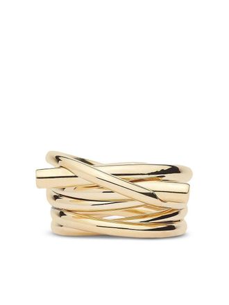 Ferragamo Size 56 Gancini-silhouette chunky ring - Gold