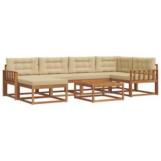 vidaXL Conjunto De Sof&aacute;s De Exterior Con Coj&iacute;n 7 Pcs Natural Y Beige Vidaxl