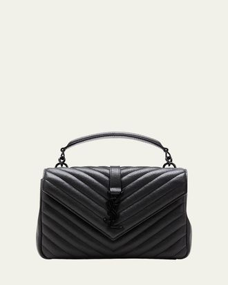 Saint Laurent College Medium Flap YSL Top Hanlde Bag in Quilted Leather