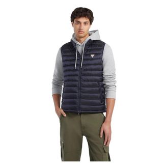 Guess Vests, male, Blue, Size: XL Nylon Puffer Vest