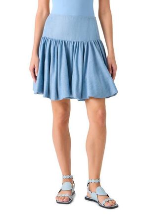 Akris Balloon Hem Denim Miniskirt in Sky Blue Denim at Nordstrom, Size 10