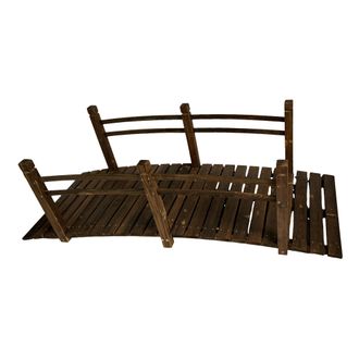 Relaxdays Relaxdays Puente De Jard&iacute;n Con Barandilla, Madera De Abeto, Para Estanque, Al X An X F: 58 X 185 X 72 Cm, 200 Kg, Marr&oacute;n