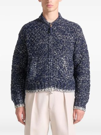 Mani&egrave;re De Voir Darel zip-up knitted cardigan - Blue