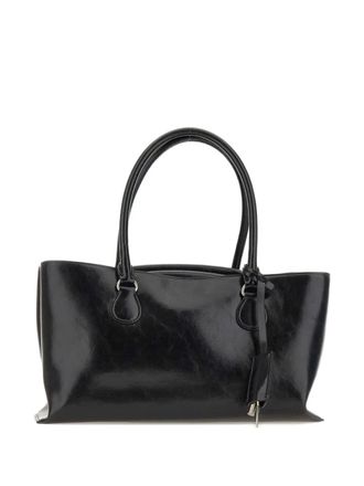 Osoi Leren shopper met dubbel handvat - Zwart