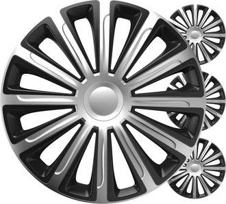 OEM Juego De 4 Tapacubos Para Coche, Estilo Trend, Negro Y Plateado, 16 Pulgadas, Color Caja