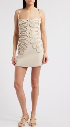 Cult Gaia Aimee Soutache Detail Knit Minidress in Beach at Nordstrom, Size X-Small