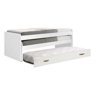 Muemue Cama triple aglomerado blanco con somieres 105x200cm