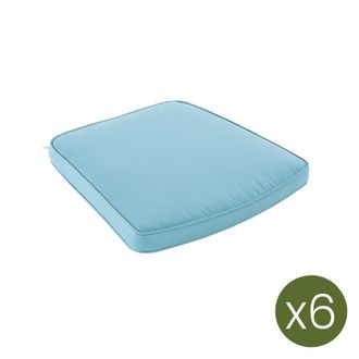 ED&Egrave;N JARD&Iacute; Pack de 6 cojines para sillas de jard&iacute;n turquesa 45x47 cm