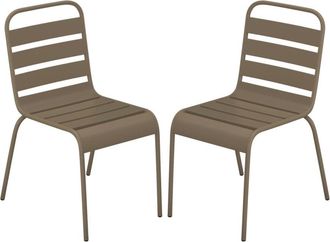 VENTE-UNIQUE.COM Juego de 2 sillas de jard&iacute;n acero topo