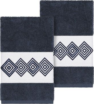 Linum Home Textiles 100% Turkish Cotton Noah 2Pc Embellished Hand Towel Set
