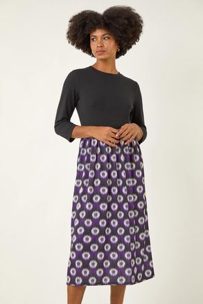 Roman Geo Print Midi Stretch Dress