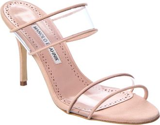 Manolo Blahnik Invymu 90 Vinyl & Suede Sandal