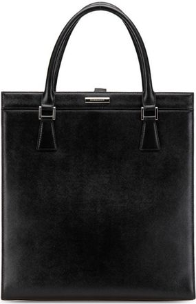 Burberry Black Leather Handbag Tote Bag (Pre-Owned)