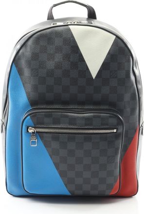 Louis Vuitton Black Multi-Color Navy Coated Canvas Leather Backpack (Pre-Owned)