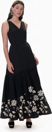 Rebecca Taylor Quinn Applique Dress in Noir at Nordstrom, Size X-Small