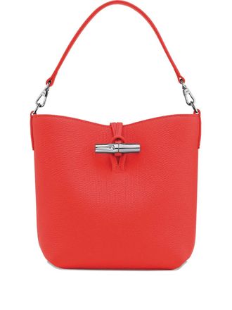 Longchamp mini Le Roseau bucket bag - women - Calf Leather/Recycled Polyester/Metal - One Size - Red
