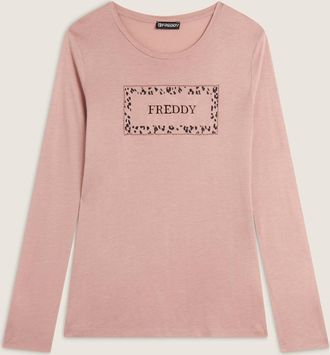 Freddy T-Shirt FREDDY T-SHIRTS F4WSLT5, Damen, Gr. L, rosa (fawn), Obermaterial: 94% Viskose CV. 6% Elasthan EL., Shirts T-Shirt