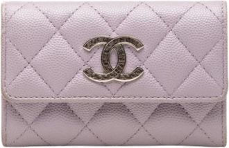 Chanel Pre-owned Quilted Card Holder - Dames - Vintage Accessoires - Paars - ONE Size - Leer - Vintage