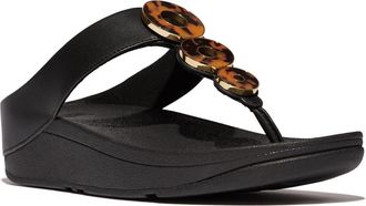 FitFlop Fino Resin Hoop Lea Sandal in All Black at Nordstrom, Size 8.5