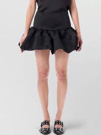 Ganni satin ruched-hem mini skirt
