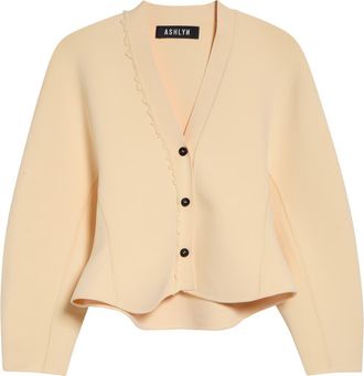 Ashlyn Henry Asymmetric Ruffle Cardigan in Cream at Nordstrom, Size X-Small