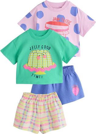 Next Kids 4-Pack Assorted Graphic Cotton T-Shirts & Shorts Set in Green at Nordstrom, Size 1.5-2Y