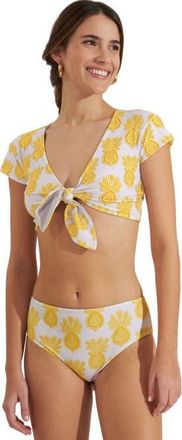 La DoubleJ Bardot Top Pineapple Sunflower White at Nordstrom, Size X-Large