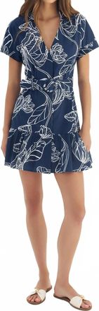 Hutch Birgin Mini Dress In Navy White Dramatic Vining Iris