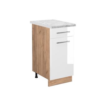 Vicco Mueble Bajo De Cocina Fame-line, Blanco Alto Brillo, 40 Cm, Et M&aacute;rmol