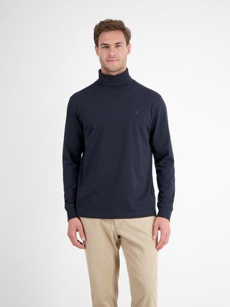 Lerros Rollkragenshirt mit Logo Stickerei