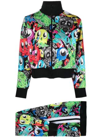 Philipp Plein Tuta sportiva con stampa Monsters - Nero
